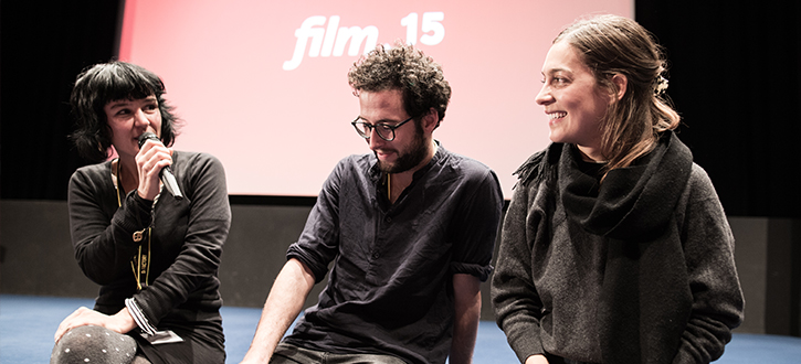 Thaïs Odermatt, Lena Mäder und Roman Hodel im Filmgespräch bei Filmplus 2015